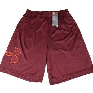 NEW Under Armour Shorts Mens Small Burgundy Pockets Loose Stretch Heat Gear NWT